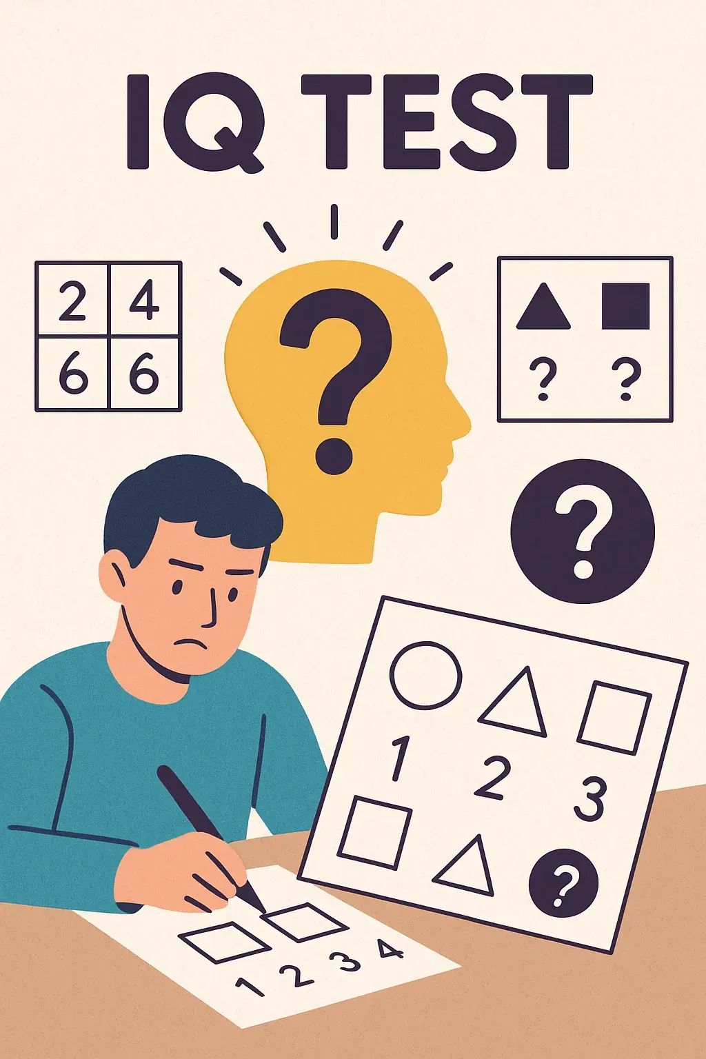 شخص يقوم بحل اختبار ذكاء سريع