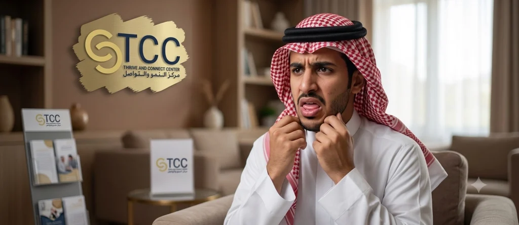 رجل يعاني من مشاكل في الفك والاسنان ادت الى عثر التلفظ عند الكبار